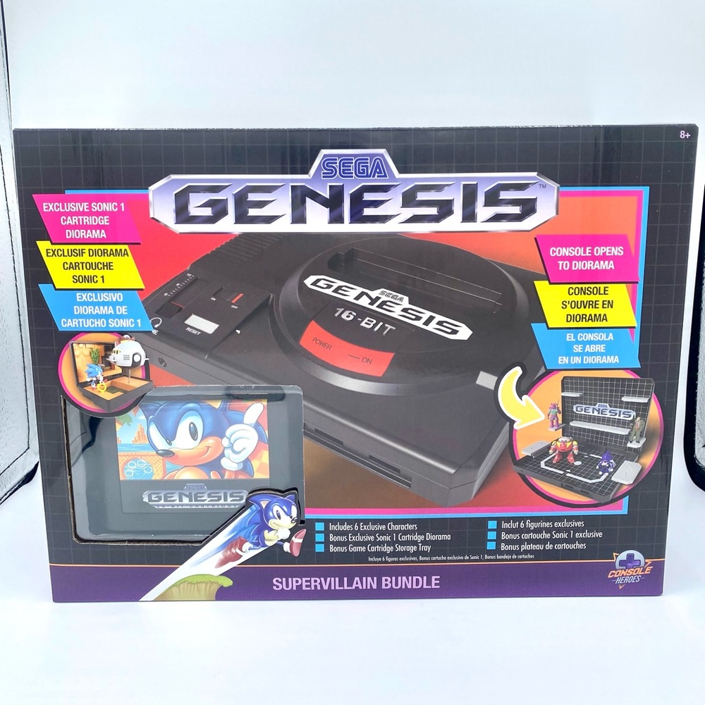 Sega Genesis Console Heroes Supervillain Bundle w/ Exclusive Sonic 1 Wilder Toys